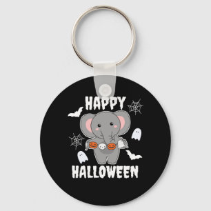 Elephant Happy Halloween Pumpkin Bat Costume Keychain