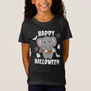 Elephant Happy Halloween Pumpkin Bat Costume T-Shirt