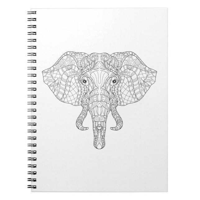 Elephant Head Doodle 2 Notebook (Front)