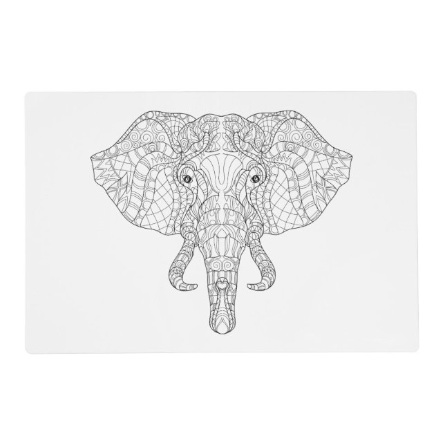 Elephant Head Doodle 2 Placemat (Front)
