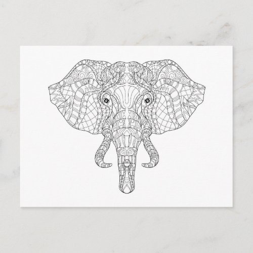 Elephant Head Doodle 2 Postcard