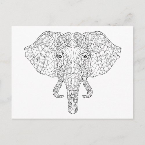 Elephant Head Doodle 2 Postcard