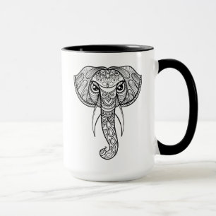Elephant Head Doodle Mug