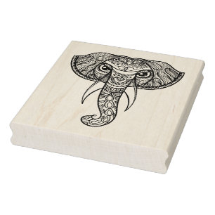 Elephant Head Doodle Rubber Stamp