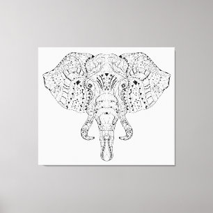 Elephant Head Doodle Sketch 6 Canvas Print
