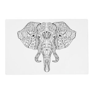 Elephant Head Doodle Sketch Placemat