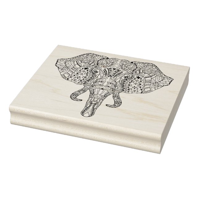 Elephant Head Doodle Sketch Rubber Stamp (Stamp)