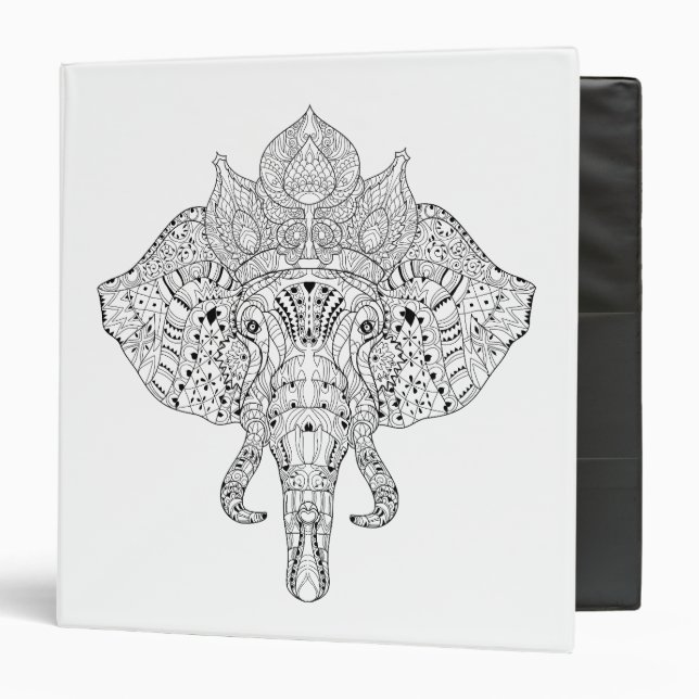 Elephant Head Inspired Doodle 3 Ring Binder (Front/Inside)