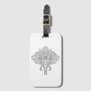 Elephant Head Inspired Doodle Luggage Tag