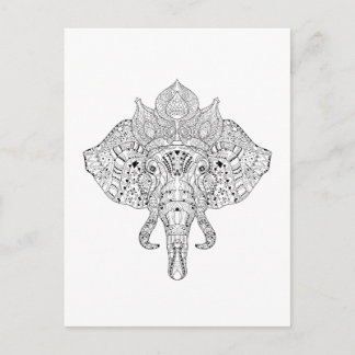 Elephant Head Inspired Doodle Postcard