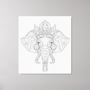 Elephant Head Zendoodle 6 Canvas Print