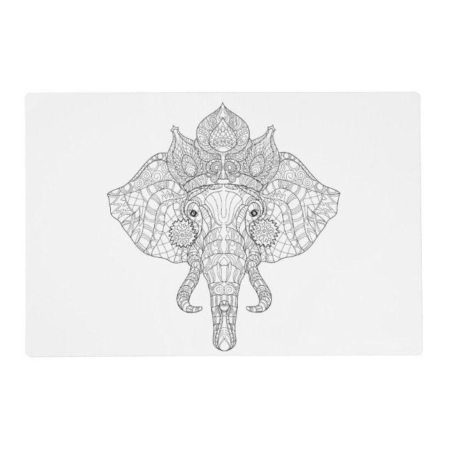 Elephant Head Zendoodle Placemat (Front)