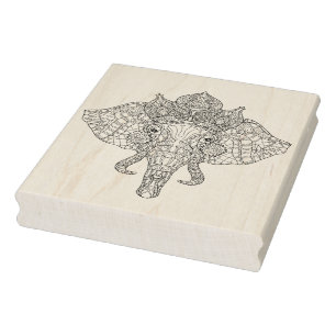 Elephant Head Zendoodle Rubber Stamp