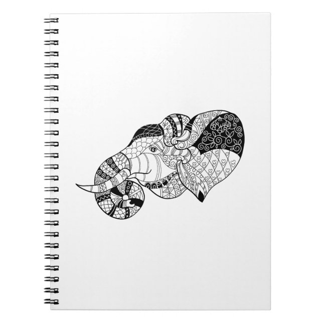 Elephant Head Zenstyle Doodle Notebook (Front)