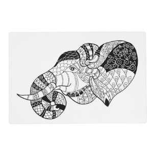 Elephant Head Zenstyle Doodle Placemat