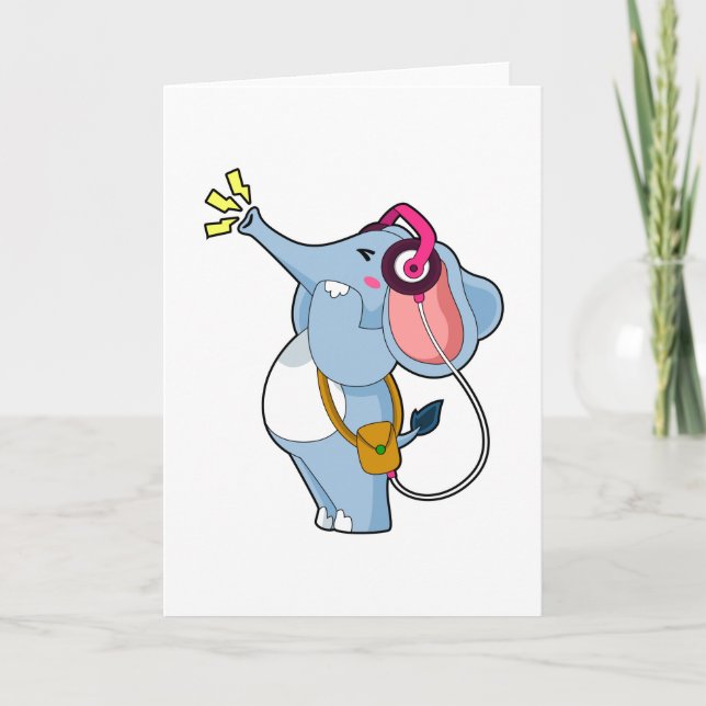 Elephant Headphone Music Card (Front)