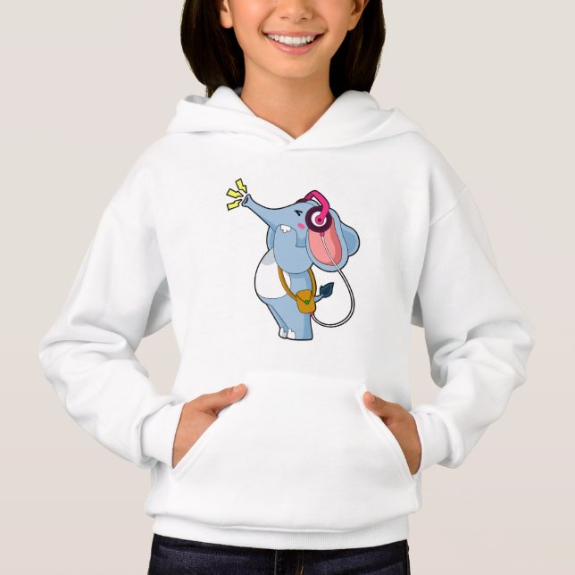 Elephant Headphone Music Hoodie (Front)