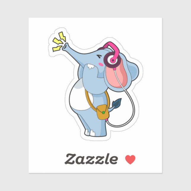 Elephant Headphone Music Sticker (Sheet)