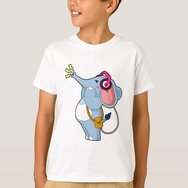 Elephant Headphone Music T-Shirt (Front)