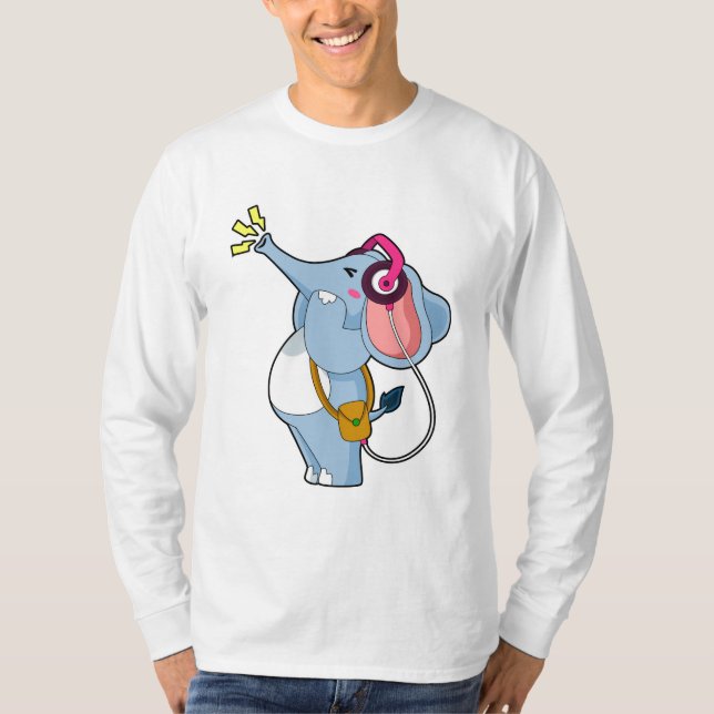 Elephant Headphone Music T-Shirt (Front)