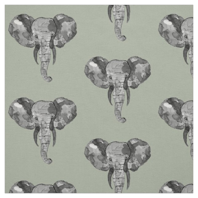 Elephant Heads Pattern Fabric (Swatch)