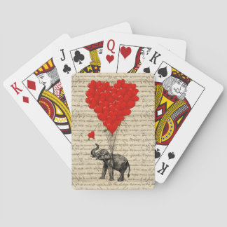 Elephant & heart balloons poker cards