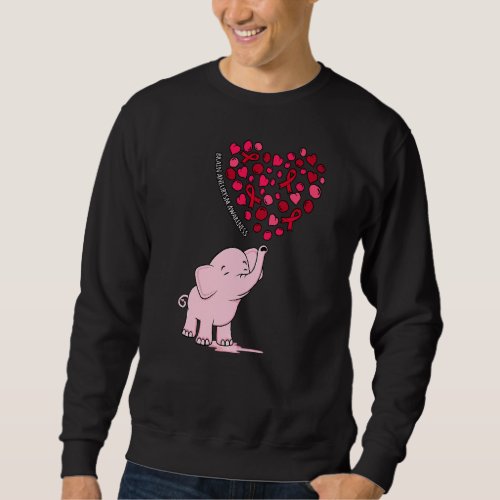 Elephant Heart Ribbon Brain Aneurysm Awareness Mon Sweatshirt