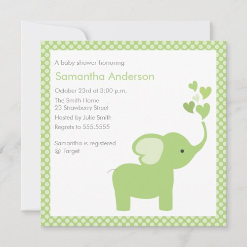 Elephant Hearts Baby Shower Invitation - Boy /Girl