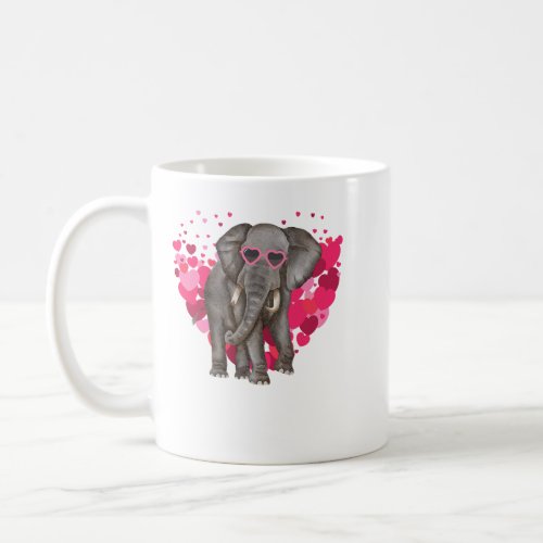 Elephant Hearts Sunglasses Valentine Elephant Love Coffee Mug