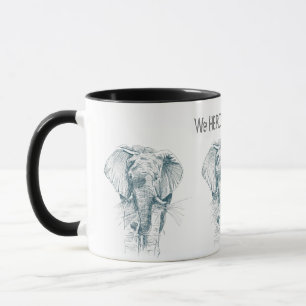 Elephant Herd  Ink drawing and a Funny Saying Mug