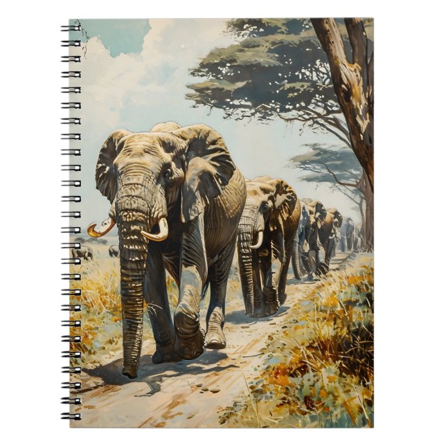 Elephant herd vintage notebook (Front)