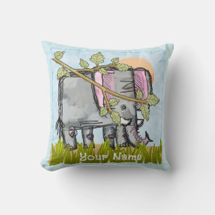 Elephant Hiding Throw Pillow