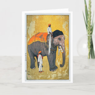 Elephant, Hiroshi Yoshida, Woodcut Holiday Card