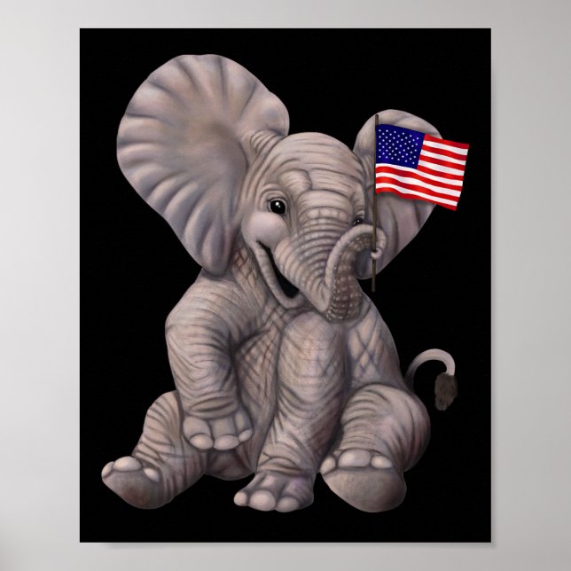 Elephant Holding An American Flag - Republican  Poster (Front)