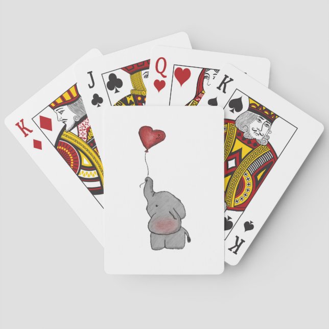 Elephant Holding Balloon Poker Cards (Back)