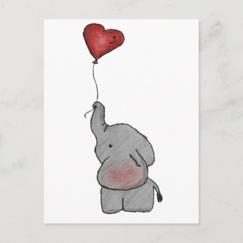 Elephant Holding Balloon Postcard