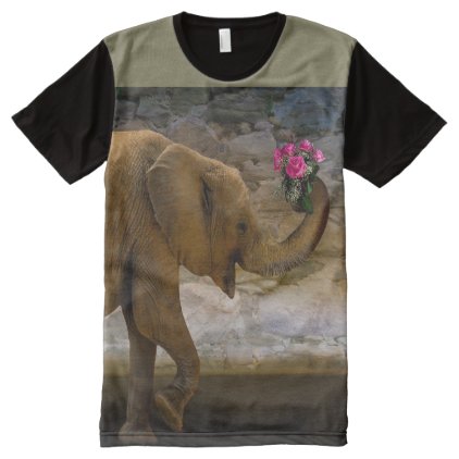 Elephant holding flowers All-Over-Print shirt