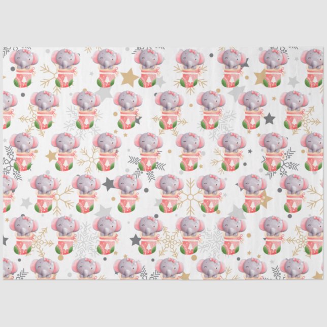 Elephant Holidays Customize Tissue Paper (Front)