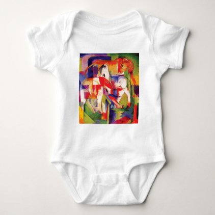 Elephant, Horse, Cattle, Winter by Franz Marc Baby Bodysuit