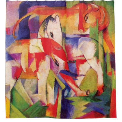 Elephant, Horse, Cattle, Winter by Franz Marc Shower Curtain