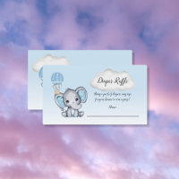 Elephant Hot Air Balloon Baby Boy Diaper Raffle