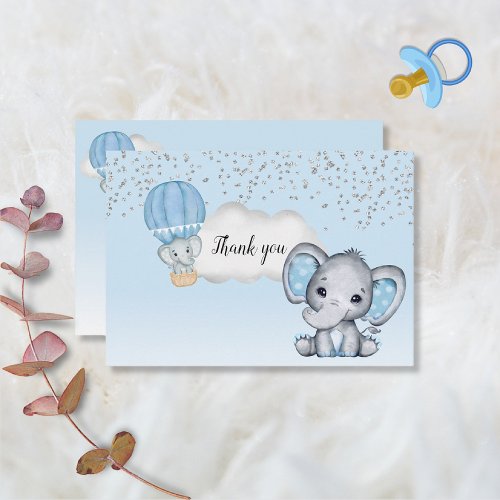 Elephant Hot Air Balloon Baby Boy Shower Thank You