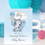 Elephant Hot Air Balloon Baby Boy Welcome Poster at Zazzle