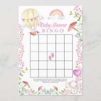 Elephant Hot Air Balloon Baby Shower Bingo Game Invitation