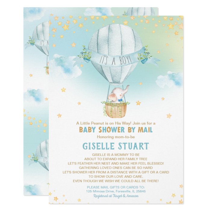 elephant hot air balloon baby shower