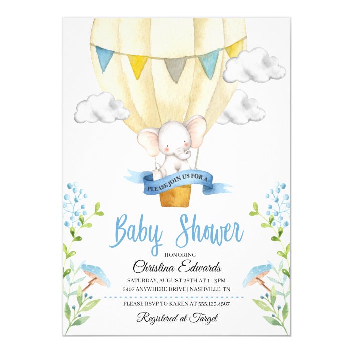 elephant hot air balloon baby shower