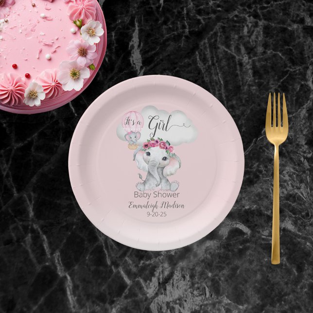 Elephant Hot Air Balloon Baby Shower Paper Plates (Creator Uploaded)