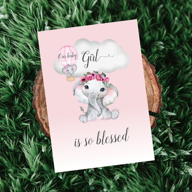 Elephant Hot Air Balloon Baby Shower Thank You Card (Creator Uploaded)