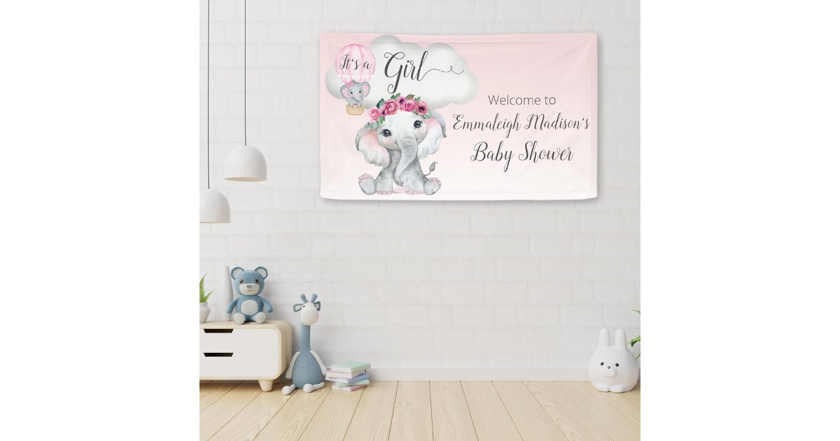 Elephant Hot Air Balloon Baby Shower Welcome Sign | Zazzle