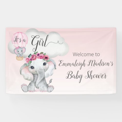 Elephant Hot Air Balloon Baby Shower Welcome Sign